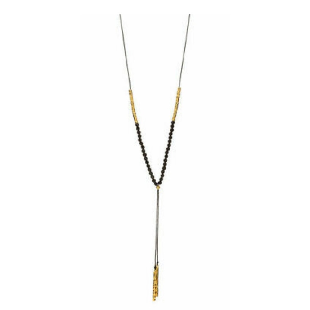 Gorjana Power Gemstone Necklace in Black & Gold